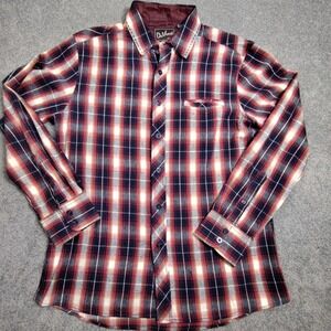 DaVinci Flannel Button Down Mens M Vintage Grunge Red Plaid Good Condition